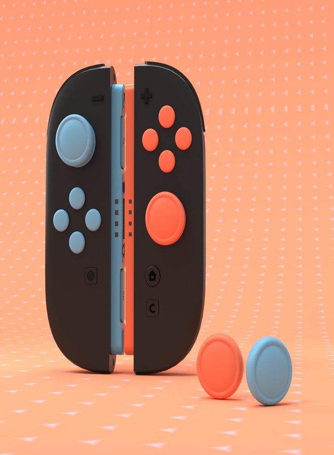 PlayVital Silicone Protective Caps for Nintendo Switch 2 (2025), 1 Pair Thumb Grips and 2 ABXY Directional Buttons Caps for Joycon 2, Joystick Plugs (Blue & Orange) - Image 2