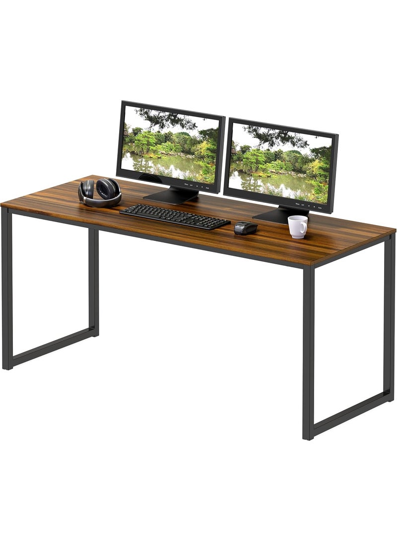 48-Inch Computer Desk with Drawers, Modern Home Office Writing Table, Engineered Wood Study Desk with Storage, Walnut Finish - Image 1