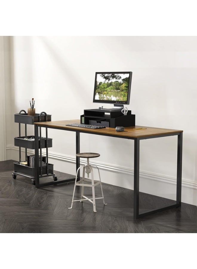 48-Inch Computer Desk with Drawers, Modern Home Office Writing Table, Engineered Wood Study Desk with Storage, Walnut Finish - Image 2