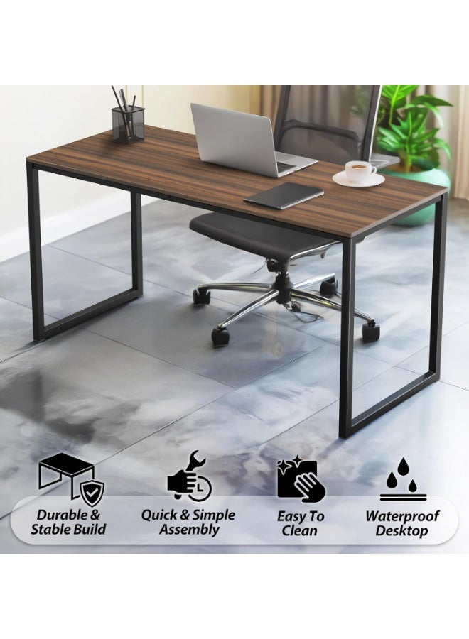 48-Inch Computer Desk with Drawers, Modern Home Office Writing Table, Engineered Wood Study Desk with Storage, Walnut Finish - Image 5