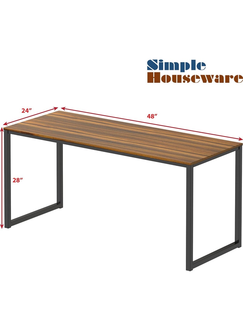 48-Inch Computer Desk with Drawers, Modern Home Office Writing Table, Engineered Wood Study Desk with Storage, Walnut Finish - Image 3