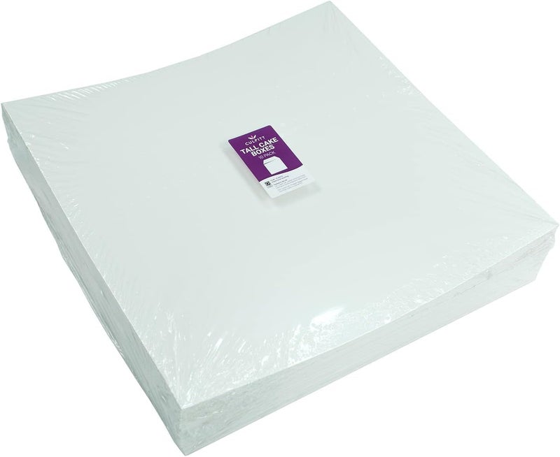 Culpitt 12" White Tall Cake Boxes, Pack Of 10, 304 X 304 X 304mm (12 X 12 X 12''), Ideal for Transporting Wedding Cakes, Extra High Cake Boxes - Image 4