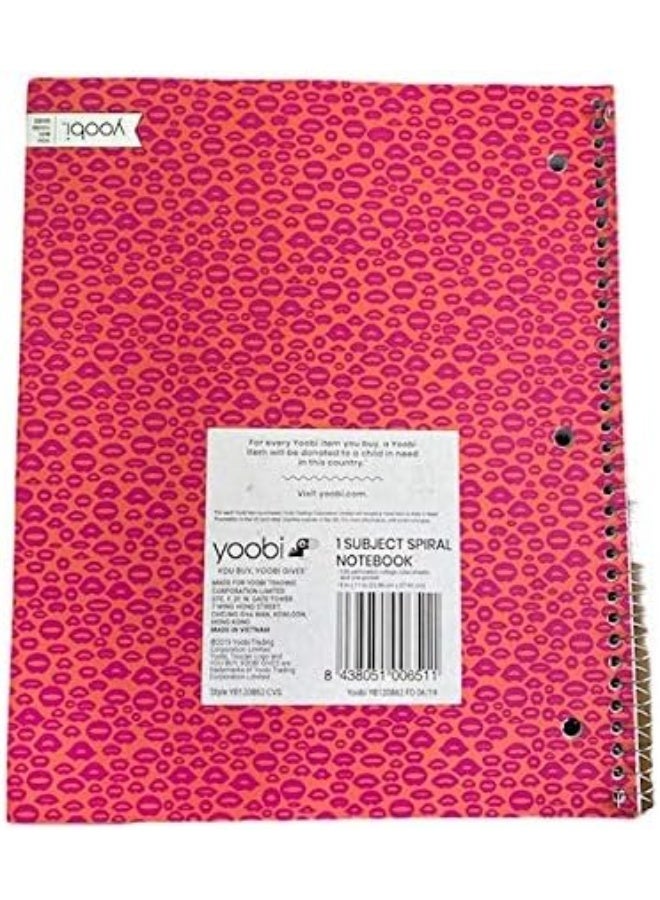 Yoobi Spiral Notebook, College Ruled - Pink Lip - Image 1