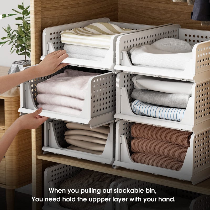 AEXONIZ TOYS AEXONIZ TOYS Stackable Storage BinsPlastic Clothes Drawer Organizer Wardrobe Storage Box Shelf BasketFoldable Sliding Bins for CabinetLaundryBedroomOffice White Multicolour PACK OF 5 QTY  - Image 3