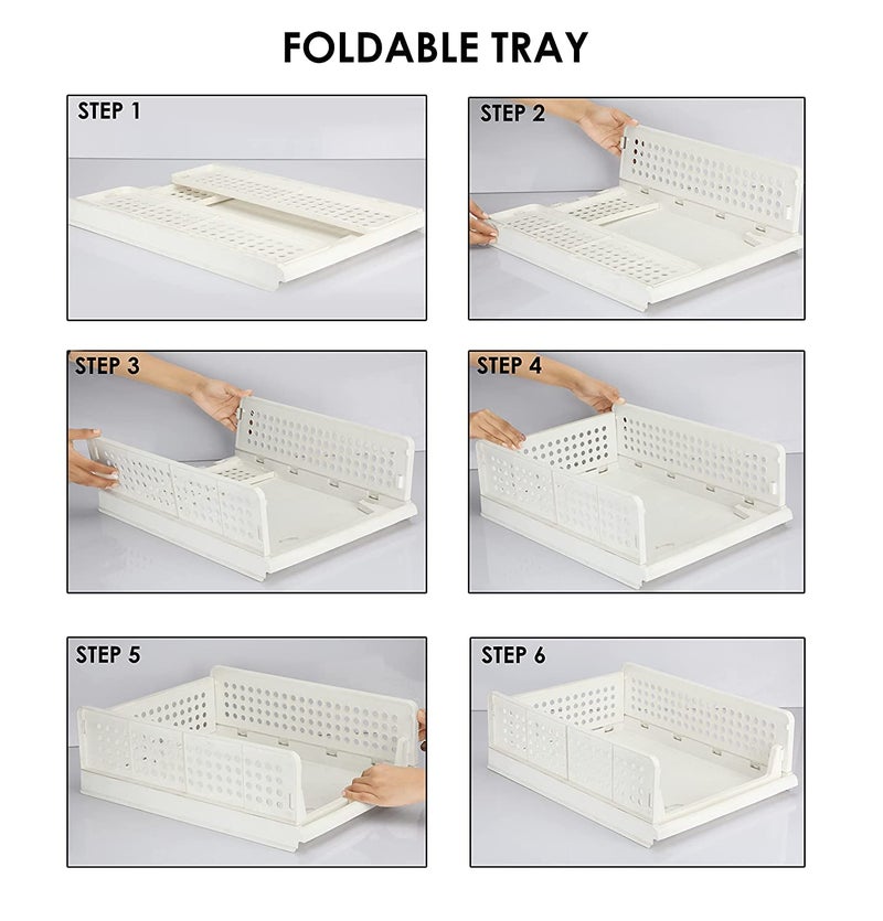 AEXONIZ TOYS AEXONIZ TOYS Stackable Storage BinsPlastic Clothes Drawer Organizer Wardrobe Storage Box Shelf BasketFoldable Sliding Bins for CabinetLaundryBedroomOffice White Multicolour PACK OF 5 QTY  - Image 4