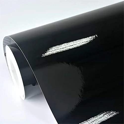 WISDOM Glossy Black Vinyl Wrap Sheet for Car & Bike Self Adhesive Vinyl Wrap Sticker & Decal Roll Film for Auto Car Vehicle and Motorcycle (18x62 Inch, Black Glossy) - Image 1