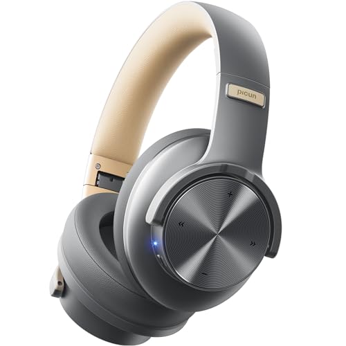 Picun B8 Bluetooth Headphones 120H Playtime Headphones Wireless Bluetooth with 3 EQ Modes Low Latency HandsFree Calls Over Ear Headphones for Travel Home Office Cellphone PC Ashen Golden - Image 1