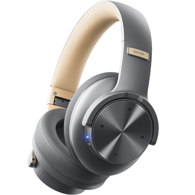 Picun B8 Bluetooth Headphones 120H Playtime Headphones Wireless Bluetooth with 3 EQ Modes Low Latency HandsFree Calls Over Ear Headphones for Travel Home Office Cellphone PC Ashen Golden - Image 2