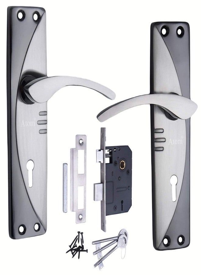 Atom Heavy Duty Mortise Door Lock for Bedroom, Living Room, Main Door, Black Silver Finish | 3 Keys | 6 Lever Double Stage Lockset for House Hotel Office(1003KY) - Image 1