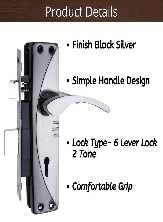 Atom Heavy Duty Mortise Door Lock for Bedroom, Living Room, Main Door, Black Silver Finish | 3 Keys | 6 Lever Double Stage Lockset for House Hotel Office(1003KY) - Image 5