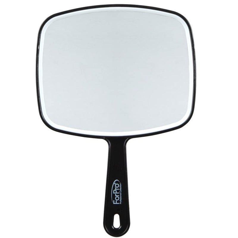 ForPro Professional Collection Premium Hand Mirror with Handle, 6.3" W x 9.6" L, Multi-Purpose Handheld Mirror with Distortion-Free Reflection, Black - Image 1