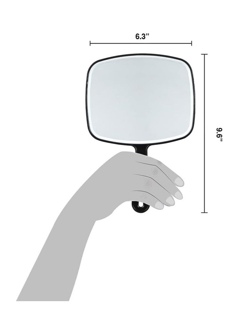 ForPro Professional Collection ForPro Professional Collection Premium Hand Mirror with Handle, 6.3" W x 9.6" L, Multi-Purpose Handheld Mirror with Distortion-Free Reflection, Black  - Image 3