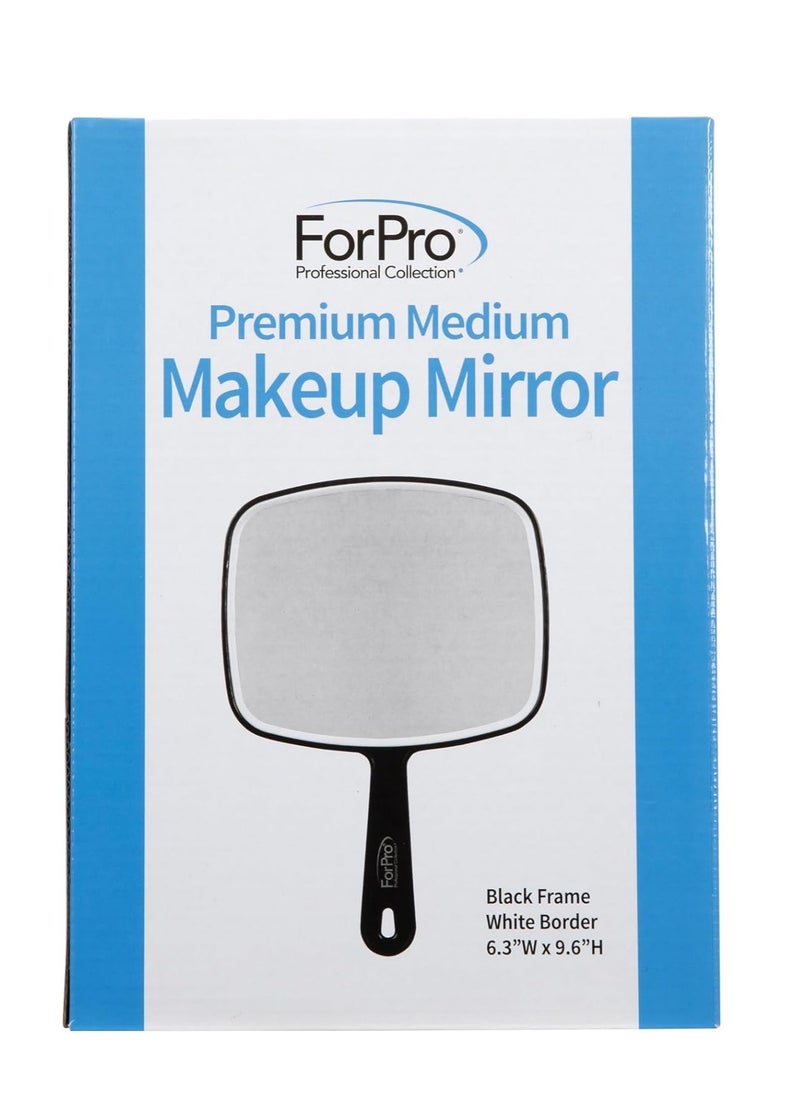 ForPro Professional Collection - ForPro Professional Collection Premium Hand Mirror with Handle, 6.3" W x 9.6" L, Multi-Purpose Handheld Mirror with Distortion-Free Reflection, Black - Image 1