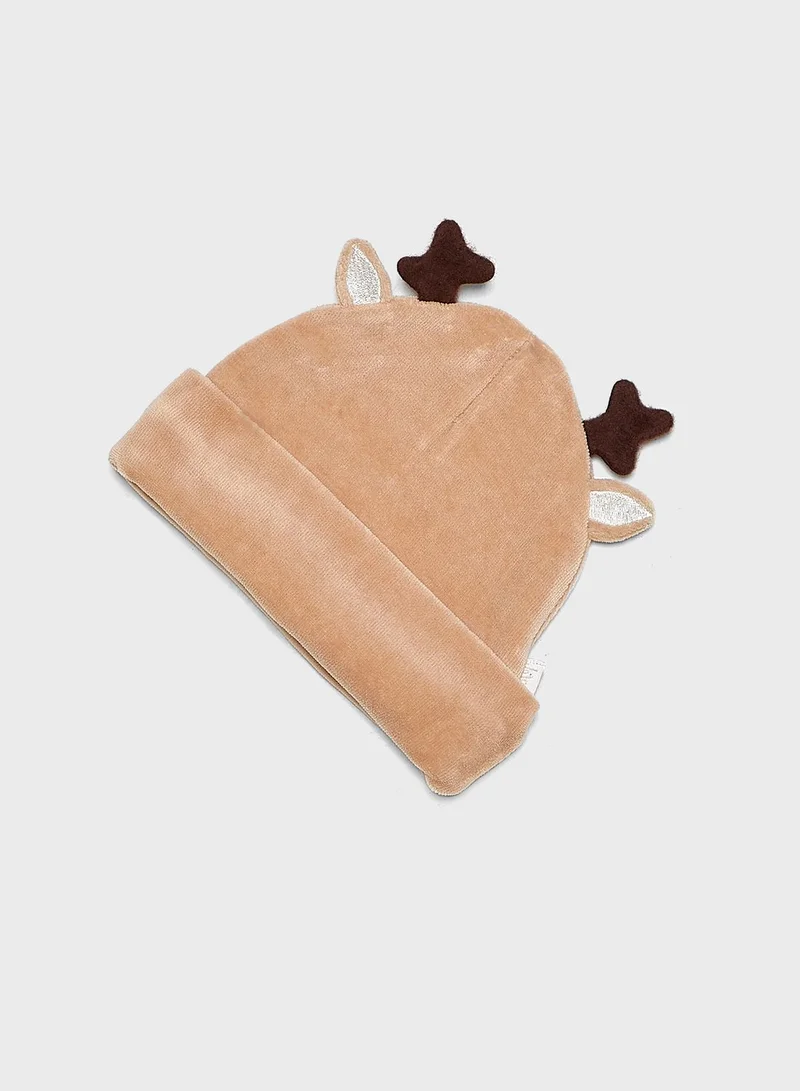 JoJo Maman Bebe Infant Apploque Romper + Beanie Set