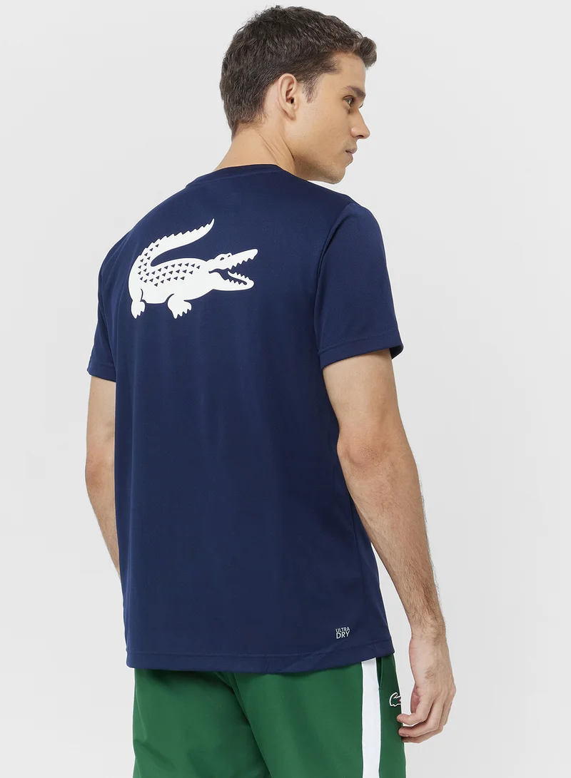 لاكوست Ultra Dry Printed Crew Neck T-Shirt