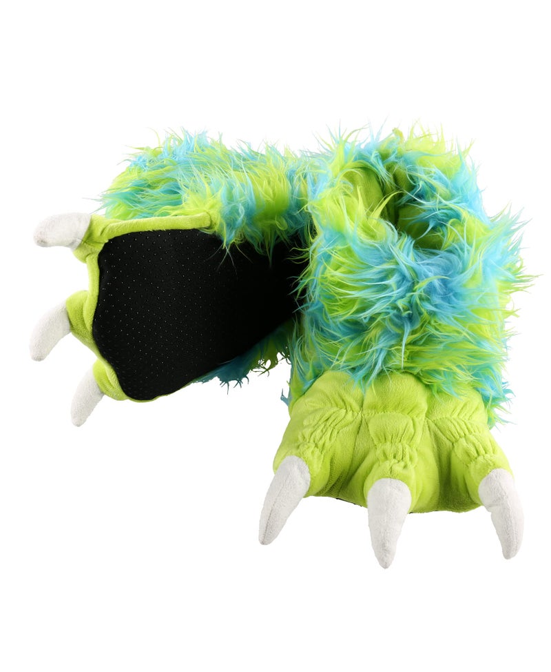 Lazy One Animal Paw Slippers for Kids and Adults, Fun Costume for Kids, Cozy Furry Slippers (Monster Green, X-Small) - Image 1