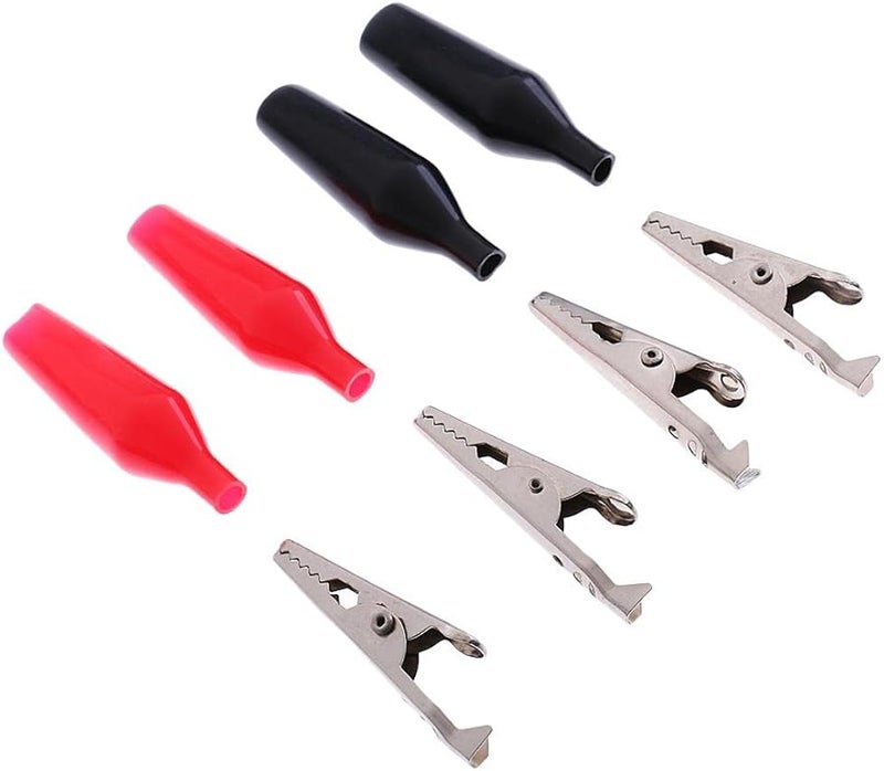 Misppro 2 Pairs Insulated Alligator Clip Test Probe Electrical Terminal Black Red - Image 2