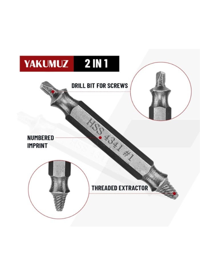 Yakumuz Damaged Screw Extractor Set, Gifts for Men, Yakumuz Remover for Stripped Screws Nuts & Bolts, Drill Bit Tools for Easy Removal of Rusty & Broken Hardware, HSS Drill Bit Bolt Extractor Kit - Image 2