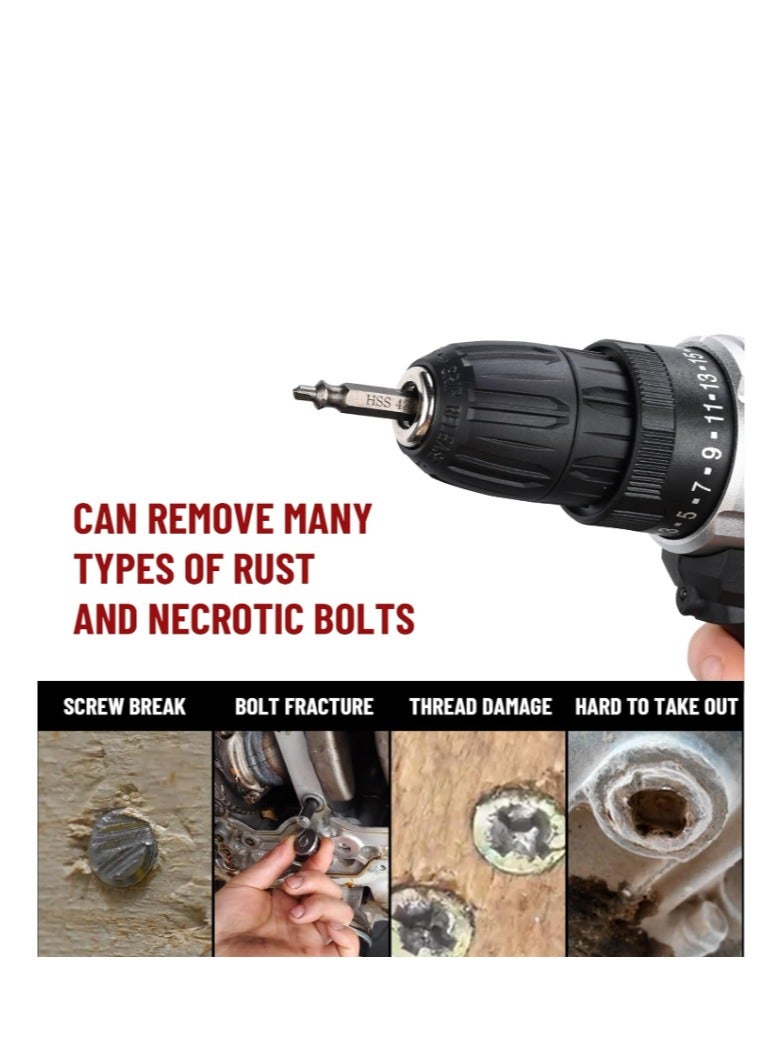 Yakumuz Damaged Screw Extractor Set, Gifts for Men, Yakumuz Remover for Stripped Screws Nuts & Bolts, Drill Bit Tools for Easy Removal of Rusty & Broken Hardware, HSS Drill Bit Bolt Extractor Kit - Image 3