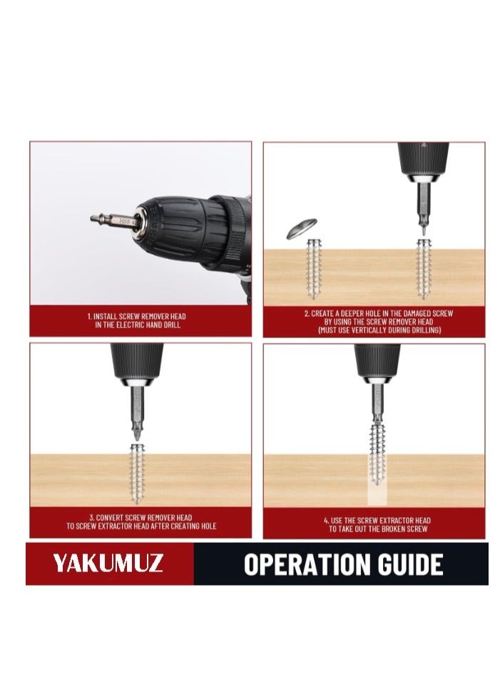 Yakumuz Damaged Screw Extractor Set, Gifts for Men, Yakumuz Remover for Stripped Screws Nuts & Bolts, Drill Bit Tools for Easy Removal of Rusty & Broken Hardware, HSS Drill Bit Bolt Extractor Kit - Image 4