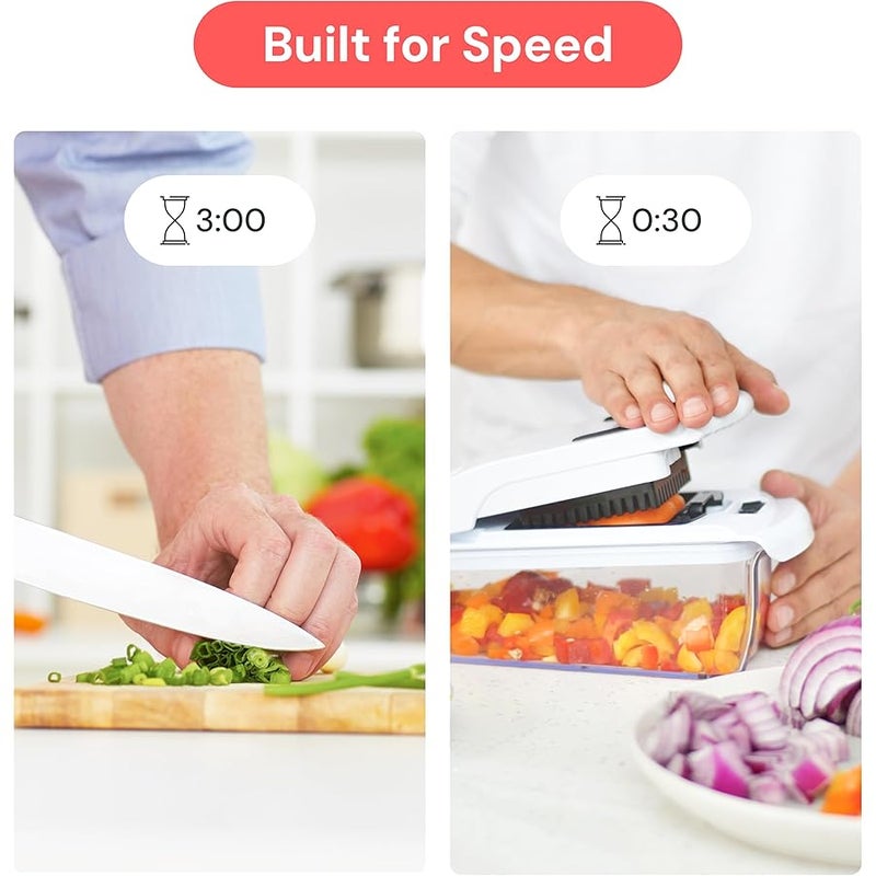 Fullstar Vegetable Chopper - 4 in 1 Veggie Slicer & Spiralizer with Container - Kitchen Accessories (White) - Image 3