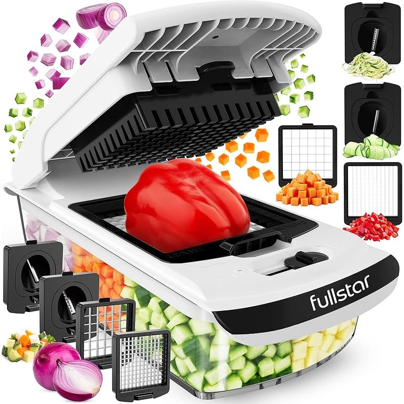 Fullstar Vegetable Chopper - 4 in 1 Veggie Slicer & Spiralizer with Container - Kitchen Accessories (White) - Image 1