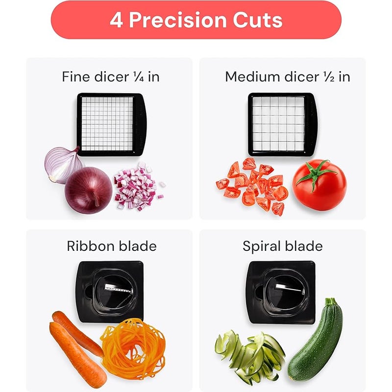 Fullstar Vegetable Chopper - 4 in 1 Veggie Slicer & Spiralizer with Container - Kitchen Accessories (White) - Image 4