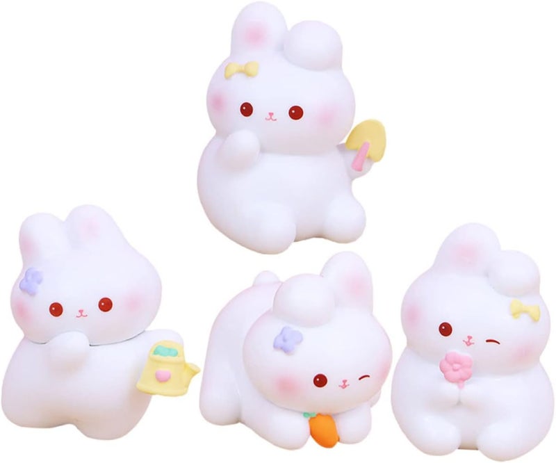 klarako 4pcs Landscape Ornaments Mini The Rabbit Figurines of Ornament Chinese Animal Cuakes Statue Decorations Garden Year Figures Easter Lucky Zodiac Cute Lovely Decoration Dashboard - Image 1