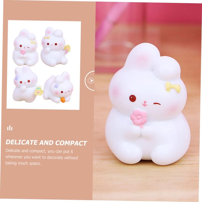 klarako 4pcs Landscape Ornaments Mini The Rabbit Figurines of Ornament Chinese Animal Cuakes Statue Decorations Garden Year Figures Easter Lucky Zodiac Cute Lovely Decoration Dashboard - Image 2