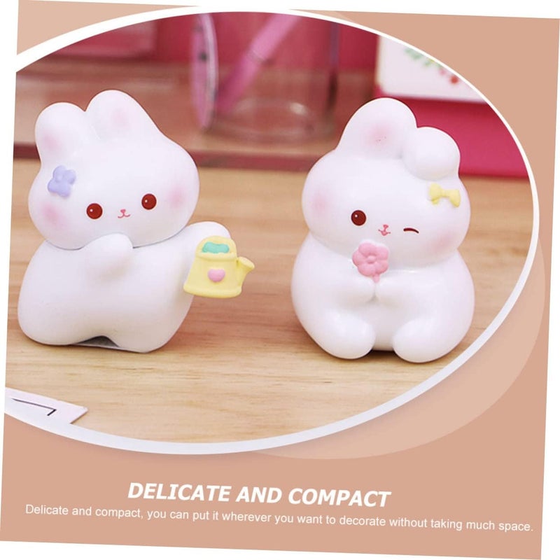 klarako 4pcs Landscape Ornaments Mini The Rabbit Figurines of Ornament Chinese Animal Cuakes Statue Decorations Garden Year Figures Easter Lucky Zodiac Cute Lovely Decoration Dashboard - Image 4