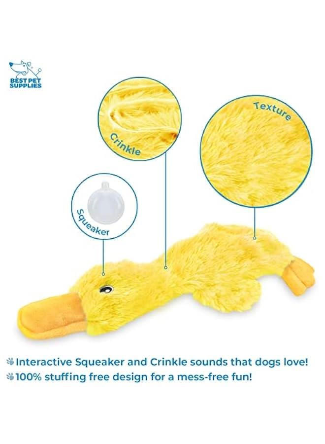 Crinkle Dog Toy for Small, Medium, and Large Breeds, Cute No Stuffing Duck with Soft Squeaker, Fun for Indoor Puppies and Senior Pups, Plush No Mess Chew and Play - Yellow - Image 3