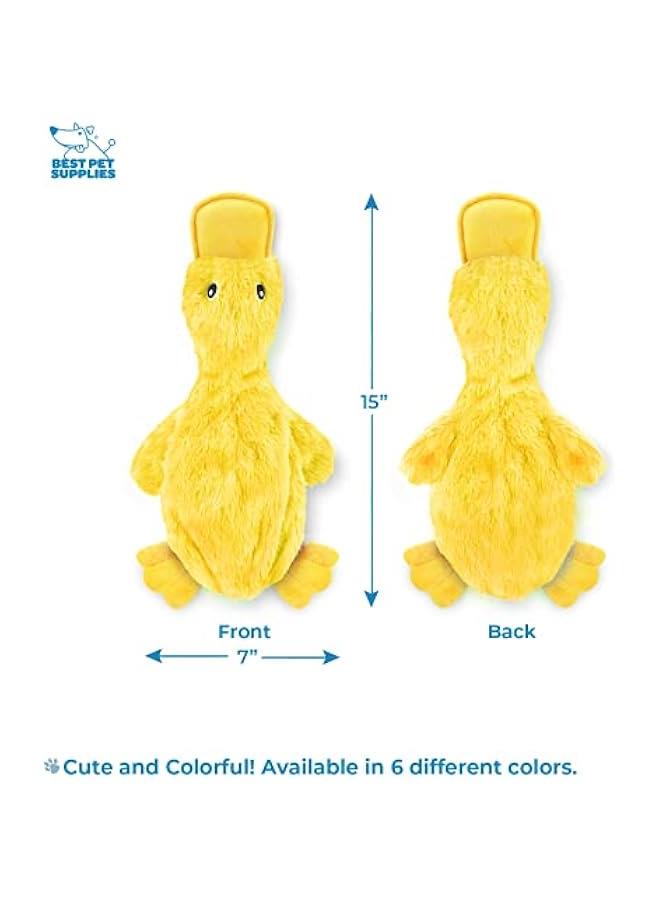 Crinkle Dog Toy for Small, Medium, and Large Breeds, Cute No Stuffing Duck with Soft Squeaker, Fun for Indoor Puppies and Senior Pups, Plush No Mess Chew and Play - Yellow - Image 4
