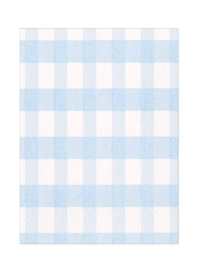 Caspari Gingham Paper Luncheon Napkins in Light Blue, Two Packs of 20 - Image 1