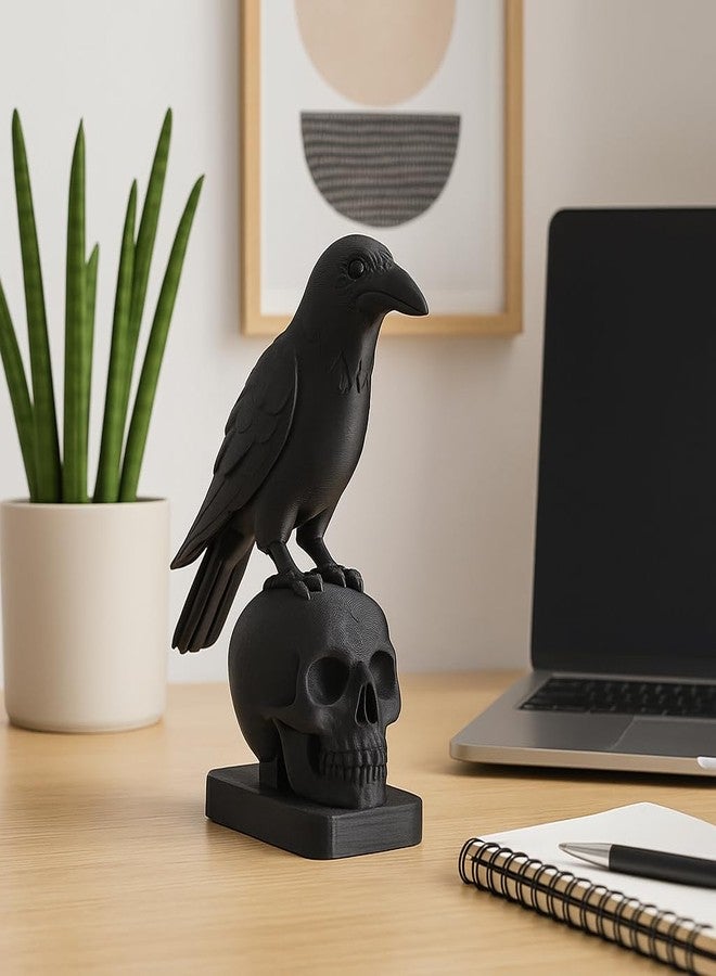 CUBIX3D Raven on Skull Figurine | Gothic Showpiece for Home & Office Décor | Dark Aesthetic Sculpture & Halloween Decoration – 12.5 cm - Image 2