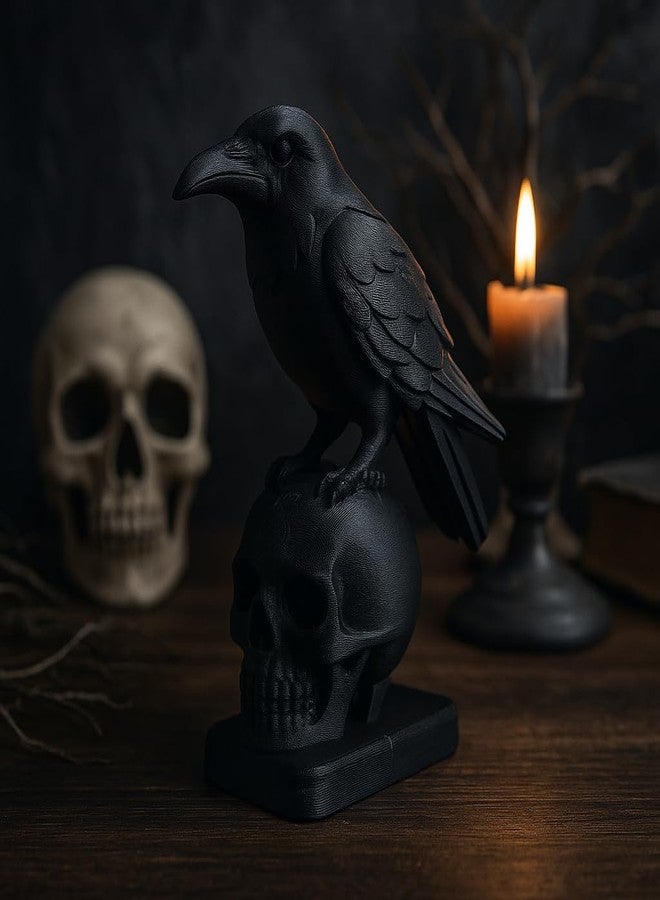 CUBIX3D Raven on Skull Figurine | Gothic Showpiece for Home & Office Décor | Dark Aesthetic Sculpture & Halloween Decoration – 12.5 cm - Image 3