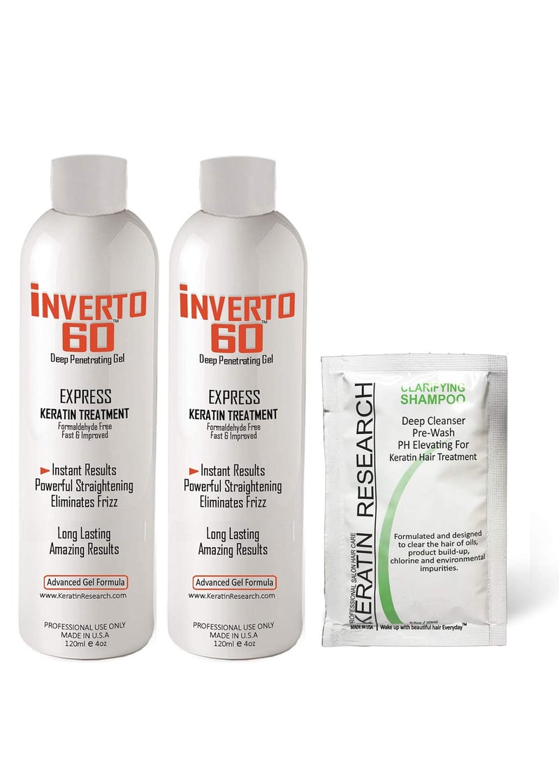 INVERTO REVOLUTION - INVERTO 60 Advanced Gel Complex Brazilian Keratin Hair Blowout Treatment Formaldehyde Free Straightening Smoothing and Repairing Damaged Hair Keratin Research Long Hair240ml - Image 1