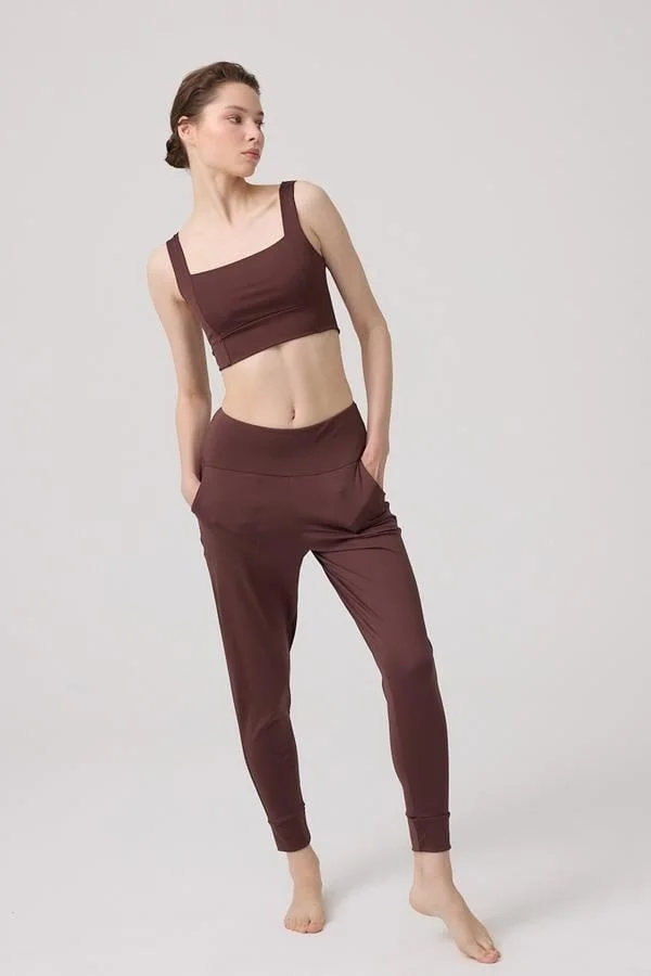 COTTONHILL Brown Square Neck Crop Top Bustier