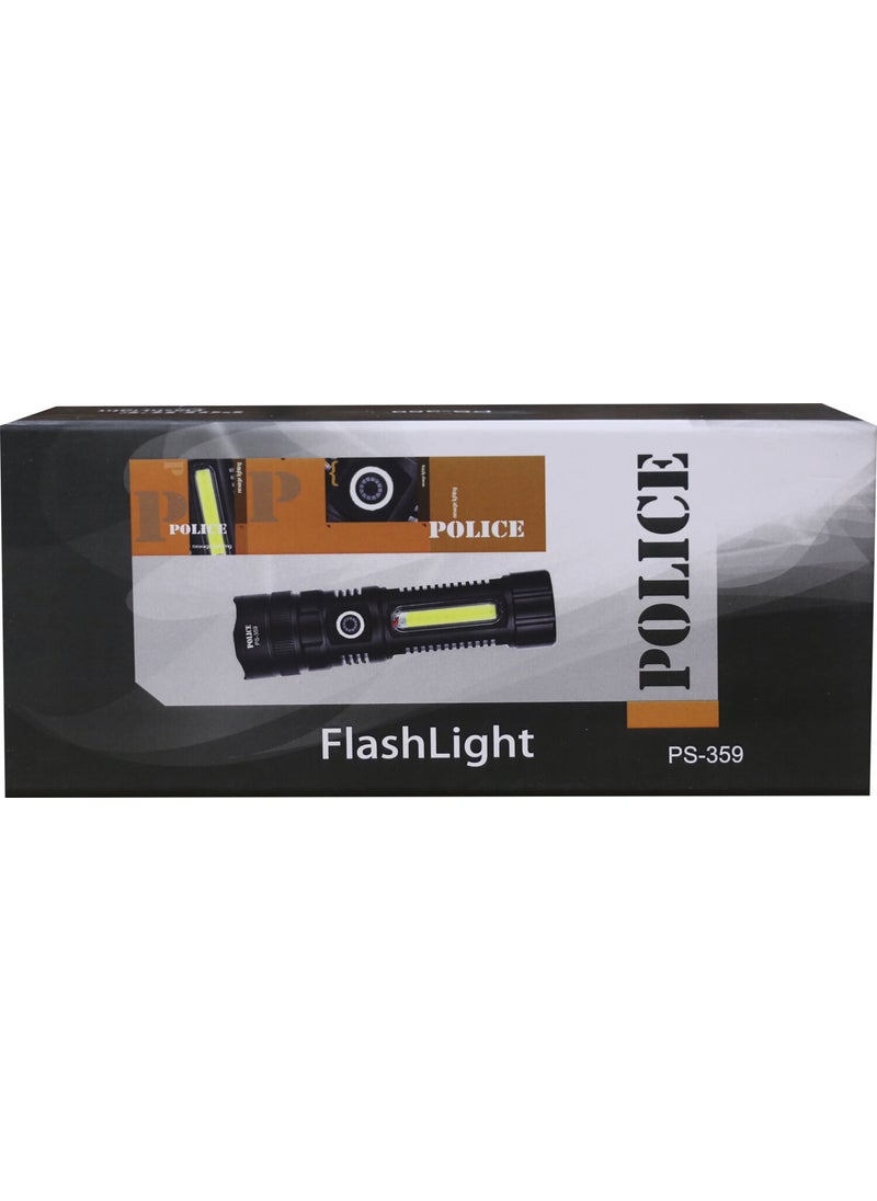 POLICE PS-359 Rechargeable Flashlight with Zoom, Magnet and Side Lighting  - Image 1