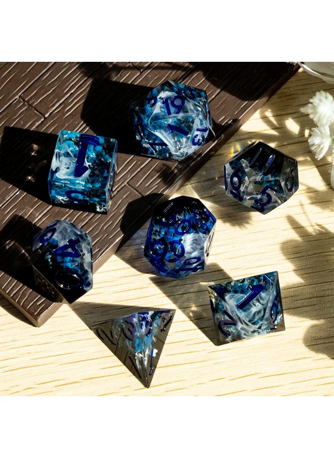 cusdie Sharp Edges Dnd Dice, 7 Pcs D&D Dice Misty Mountain Dice, Handcrafted Polyhedral Dice Set, For Role Playing Game Mtg Pathfinder (Mountain Dice-Summer)  - Image 5