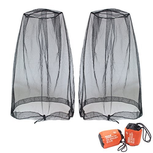 Benvo Mosquito Head Net Mesh, Face Neck Fly Netting Hood from Bugs Gnats Noseeums Screen Net for Any Outdoor Lover- with Carry Bags Fits Most Sizes of Hats Caps (2pcs, Black, Updated Big Net) - Image 1