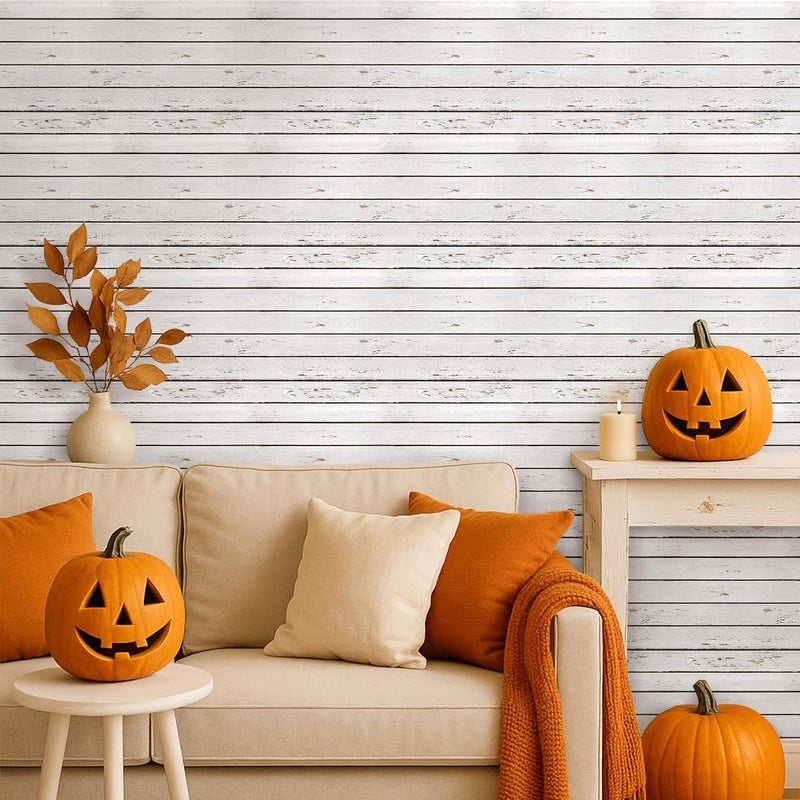 COMSTICKC Peel and Stick Faux Wood Wall Panels Shiplap Wall Sticker, 10 Pcs of 12" x 12", Ultra-Light Thin PVC 3D Fake Wood Adhesive Wall Covering Wallpaper Interior Decor, Vintage White Grain - Image 2