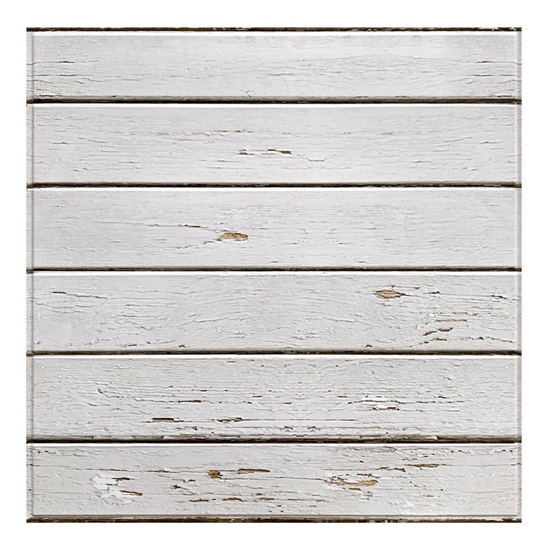 COMSTICKC Peel and Stick Faux Wood Wall Panels Shiplap Wall Sticker, 10 Pcs of 12" x 12", Ultra-Light Thin PVC 3D Fake Wood Adhesive Wall Covering Wallpaper Interior Decor, Vintage White Grain - Image 1