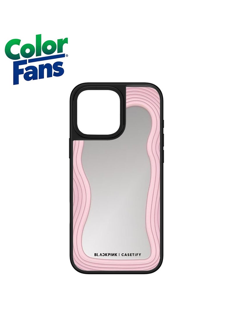 Color Fans iPhone 14 Pro Max Elegant Wavy Mirror Case  - Soft Pink Waves 