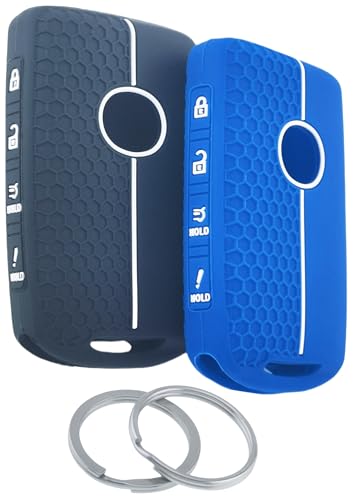 RUNZUIE 2Pcs 4 Buttons Silicone Smart Remote Key Fob for 2024 2023 2022 20212019 Mazda 3 6 CX30 CX5 CX9 CX50 C90 Key Fob Cover BlackBlue - Image 1