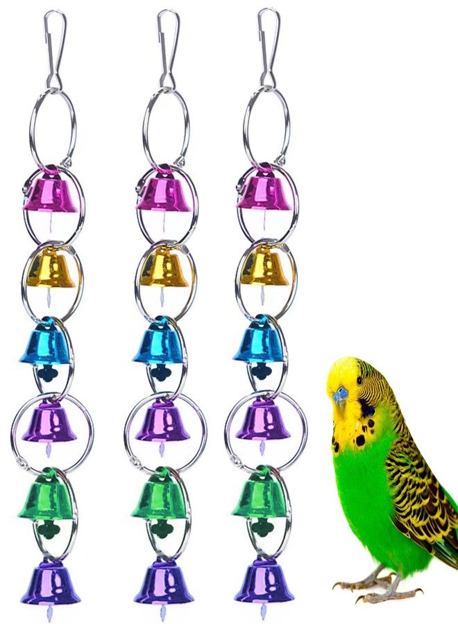 Fejapa 3 Pack Bird Bells Toy Chewing Hanging Ring Toy Cage Bite for Pet Budgie Parakeet Cockatiel Conure Macaw African Grey Eclectus Cockatoo Finches Lovebird Quaker Parrot Finch Canary - Image 2