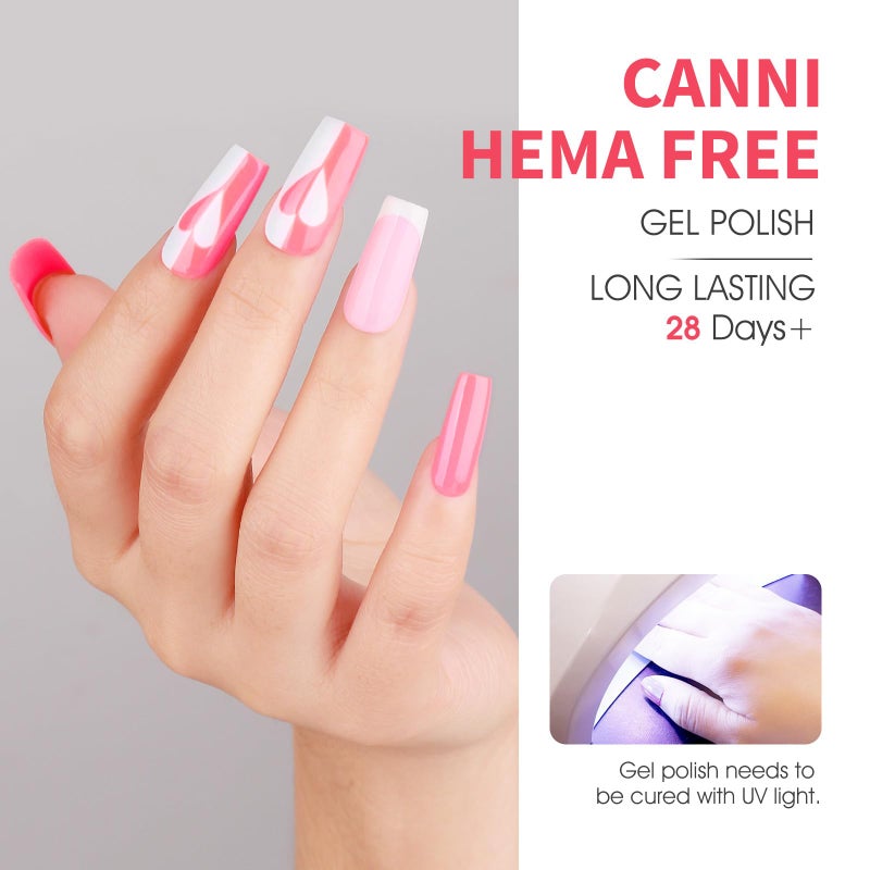 CANNI Pink Gel Nail Polish Set â€“ 6 Colors Hot Light Pink, Magenta â€“ Soak Off UV LED Gel for French Manicure, DIY Nail Art at Home, Long-Lasting Glossy Finish - Image 4