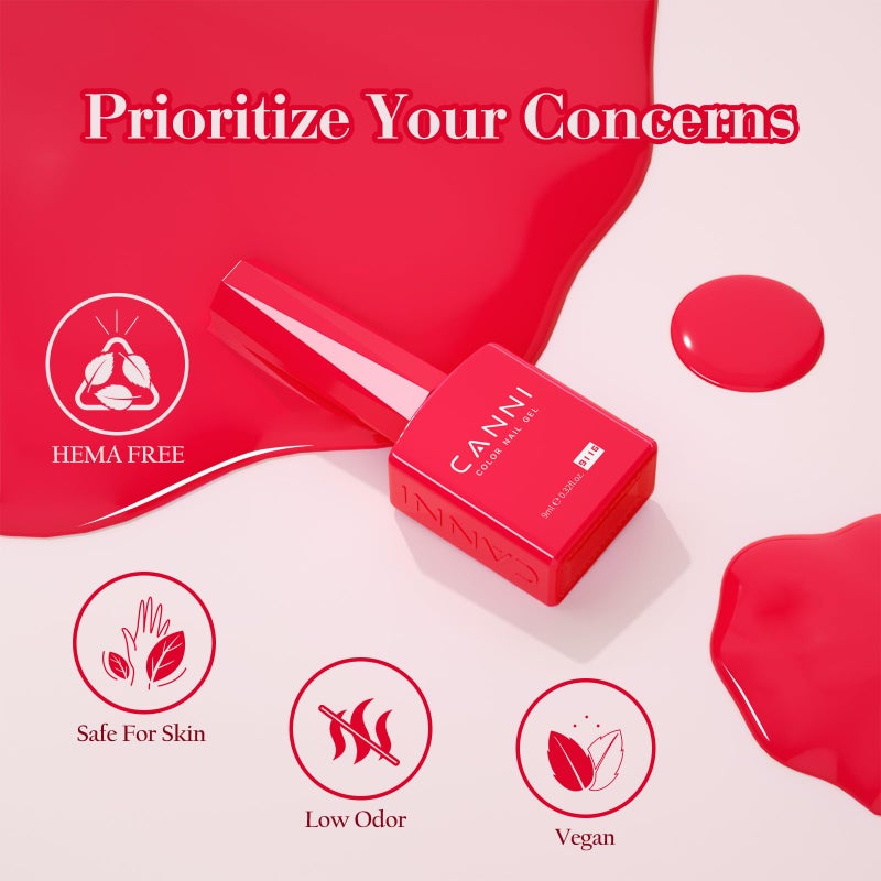 CANNI Pink Gel Nail Polish Set â€“ 6 Colors Hot Light Pink, Magenta â€“ Soak Off UV LED Gel for French Manicure, DIY Nail Art at Home, Long-Lasting Glossy Finish - Image 5