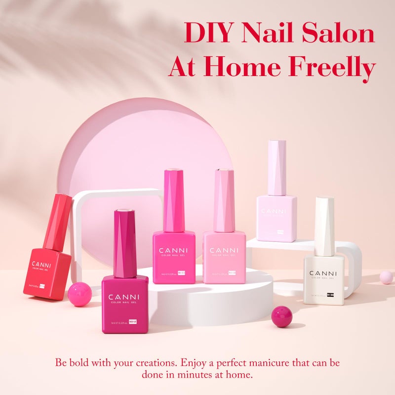 CANNI Pink Gel Nail Polish Set â€“ 6 Colors Hot Light Pink, Magenta â€“ Soak Off UV LED Gel for French Manicure, DIY Nail Art at Home, Long-Lasting Glossy Finish - Image 2