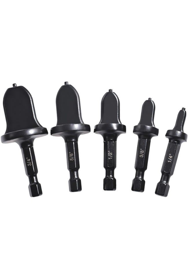 HYMNORQ HVAC Copper Tube Flaring Tool 5PC Drill Bit Set, Copper Pipe Expander Bit for Air Conditioner Repairing, Include 3/4 5/8 1/2 3/8 and 1/4, Hex Shank for Impact Drill and Power Drill - Image 1