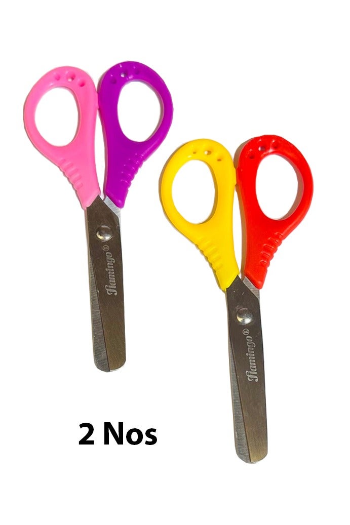 Flamingo Blunt Tip For Kids Safe Use scissors 13cm - 2Nos Assorted Color - Image 1